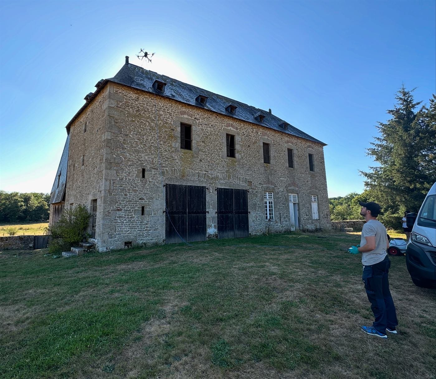 Surveying a stone farmhouse before work